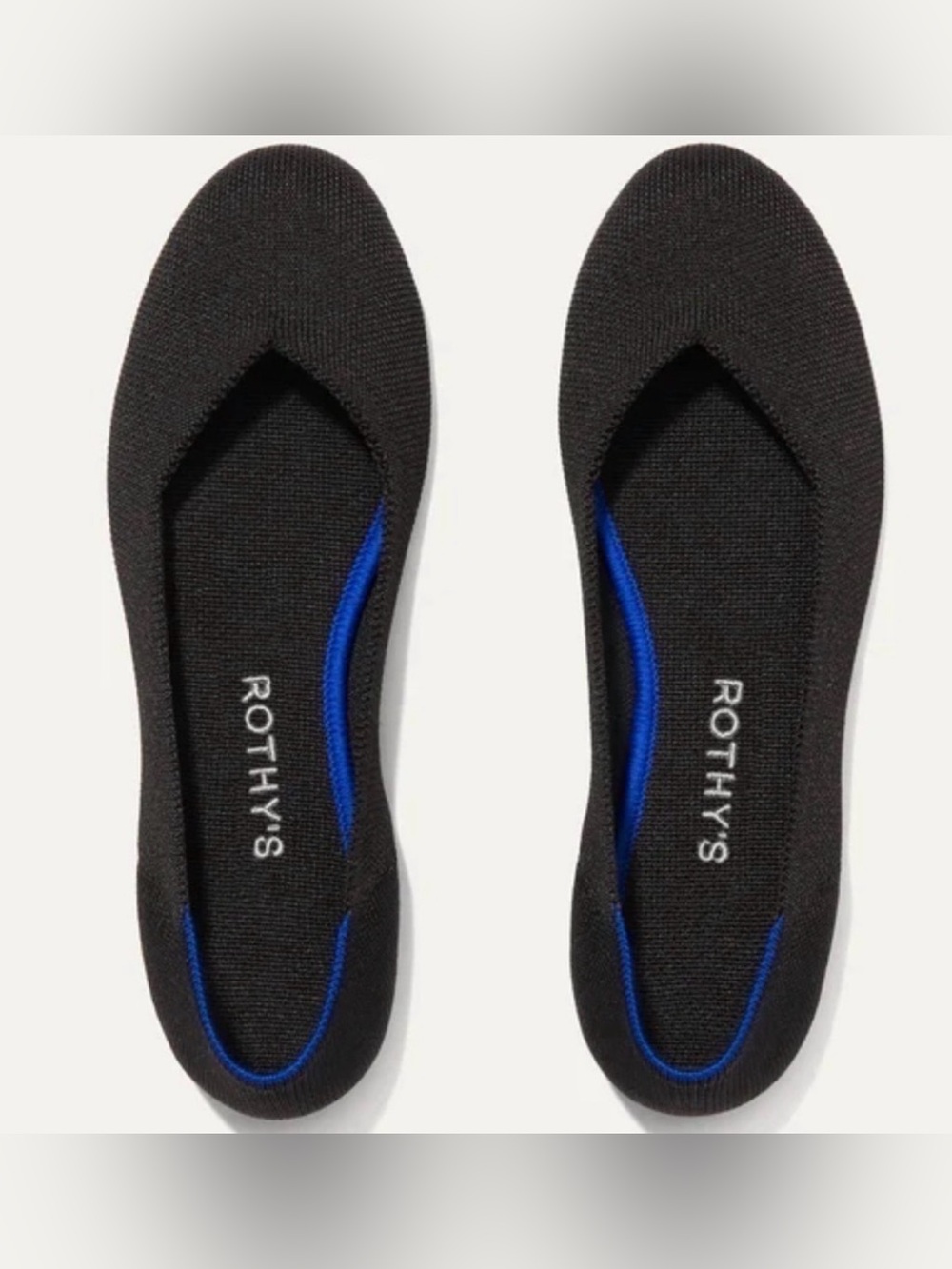 Rothy's Black and Blue Knit Ballet Flats